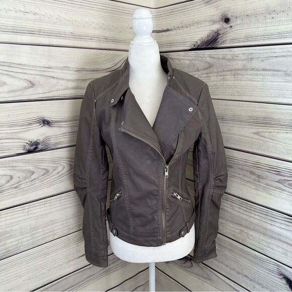 Forever 21 Grey Faux Leather Jacket Size XS - Picture 1 of 10